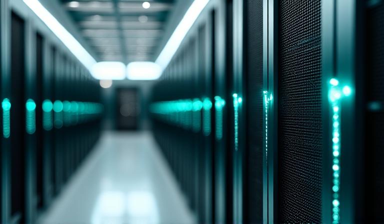 Modern server room for logistics data management